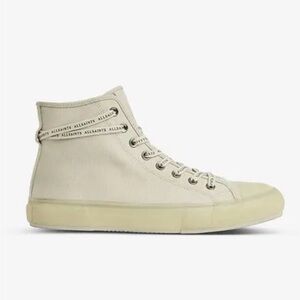 ALL SAINT Men’s Chalk White Jaxon High-Top Canvas Trainers